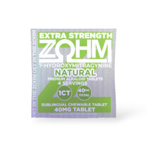 ZOHM Extra Strength Natural 40mg 7-OH tablets unflavored pouch